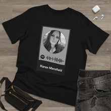 Load image into Gallery viewer, Scannable Spotify Karen Mansfield Playlist Code Unisex Deluxe T-shirt