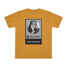 Load image into Gallery viewer, Scannable Spotify Karen Mansfield Playlist Code Unisex Deluxe T-shirt