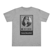 Load image into Gallery viewer, Scannable Spotify Karen Mansfield Playlist Code Unisex Deluxe T-shirt