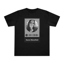 Load image into Gallery viewer, Scannable Spotify Karen Mansfield Playlist Code Unisex Deluxe T-shirt