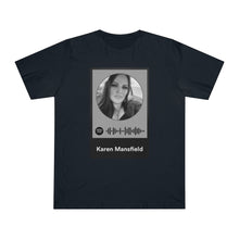 Load image into Gallery viewer, Scannable Spotify Karen Mansfield Playlist Code Unisex Deluxe T-shirt