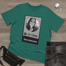 Load image into Gallery viewer, Scannable Spotify Karen Mansfield Playlist Code Unisex Deluxe T-shirt
