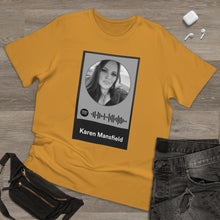 Load image into Gallery viewer, Scannable Spotify Karen Mansfield Playlist Code Unisex Deluxe T-shirt
