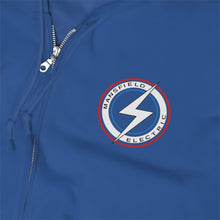 Load image into Gallery viewer, Mansfield Electric Embroidered Unisex Zip Up Hoodie
