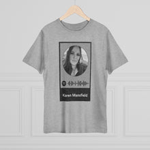 Load image into Gallery viewer, Scannable Spotify Karen Mansfield Playlist Code Unisex Deluxe T-shirt
