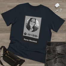 Load image into Gallery viewer, Scannable Spotify Karen Mansfield Playlist Code Unisex Deluxe T-shirt
